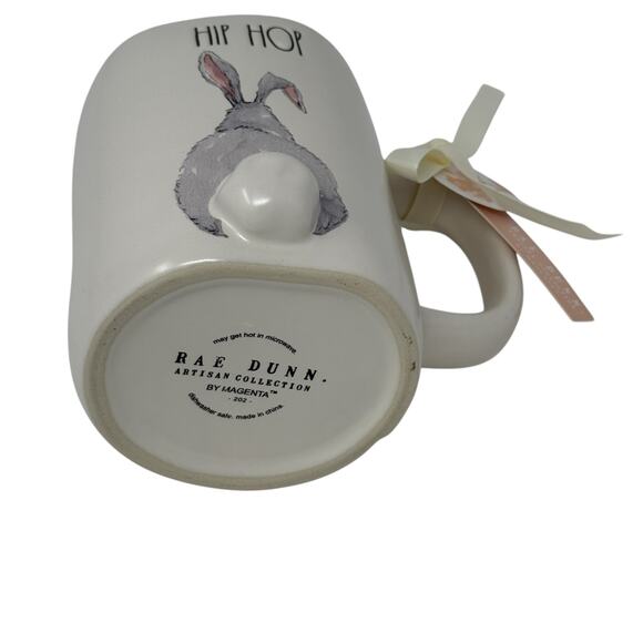 Rae Dunn Easter 2025 Hip Hop Bunny Tail White Pink Ceramic Mug Farmhouse Rustic - Picture 4 of 10